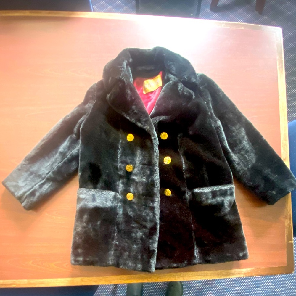 Davis of Boston Vintage Black Faux Fur Peacoat